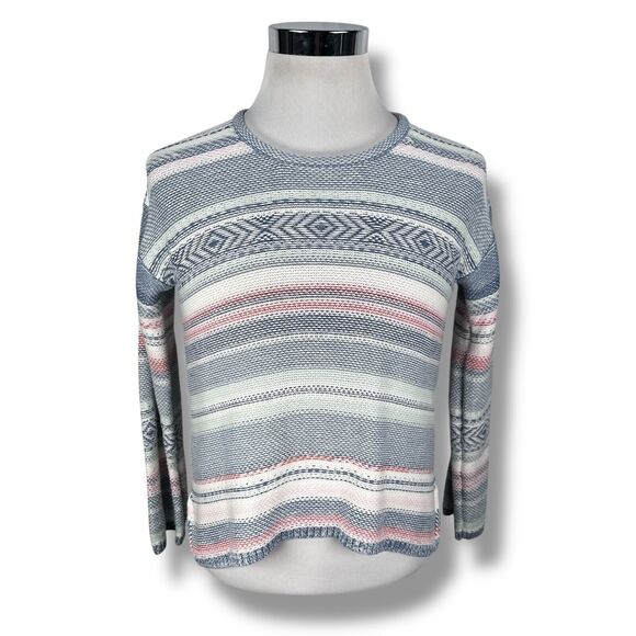Faherty High Tide Sweater Women's XS Todos Santos Blue Pink Relaxed Fit Stripe - Picture 1 of 9